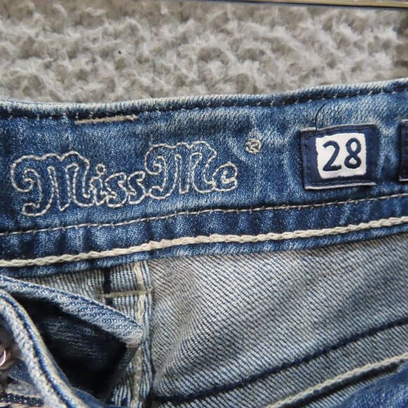 Miss Me Jeans Embellished 28 Blue Denim Angel Wings Bling Capri Flap Pockets - Picture 11 of 14